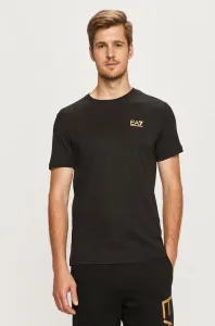 Bavlnené tričko EA7 Emporio Armani čierna farba, s potlačou #162311
