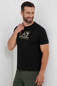 Bavlnené tričko EA7 Emporio Armani čierna farba, s potlačou #8741200