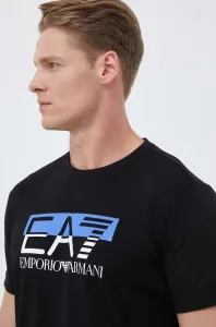 Bavlnené tričko EA7 Emporio Armani čierna farba, s potlačou #9079737