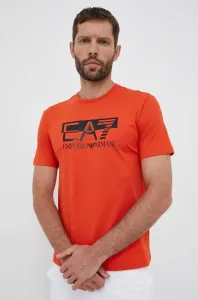 Bavlnené tričko EA7 Emporio Armani oranžová farba, s potlačou #8700101