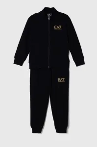 Detská bavlnená tepláková súprava EA7 Emporio Armani čierna farba #8675822