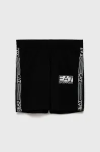Detské bavlnené šortky EA7 Emporio Armani čierna farba, nastaviteľný pás #7353348