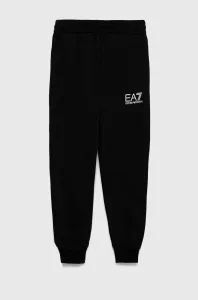 Detské bavlnené tepláky EA7 Emporio Armani čierna farba, s potlačou #4245589
