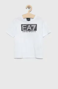 Detské bavlnené tričko EA7 Emporio Armani biela farba, s potlačou #4245199