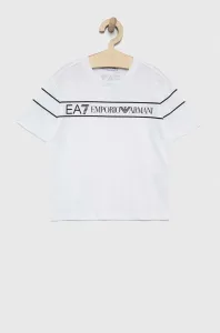 Detské bavlnené tričko EA7 Emporio Armani biela farba, s potlačou #7978288
