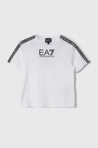Detské bavlnené tričko EA7 Emporio Armani biela farba, s potlačou #8922095