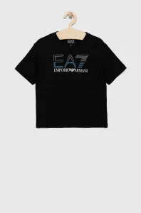 Detské bavlnené tričko EA7 Emporio Armani čierna farba, s potlačou #4246604