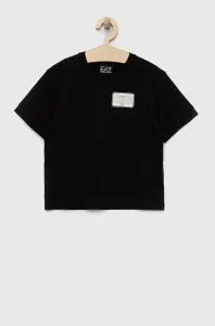 Detské bavlnené tričko EA7 Emporio Armani čierna farba, s potlačou #7526692