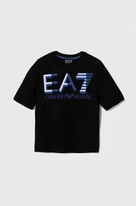 Detské bavlnené tričko EA7 Emporio Armani čierna farba, s potlačou #8766218
