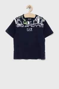Detské bavlnené tričko EA7 Emporio Armani tmavomodrá farba, s potlačou #7127406