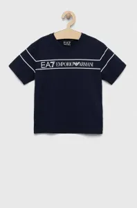 Detské bavlnené tričko EA7 Emporio Armani tmavomodrá farba, s potlačou #7389410