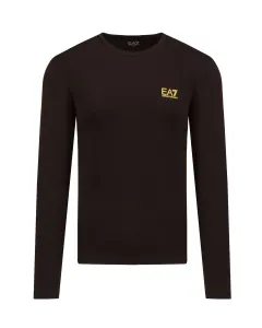 Tričko s dlhým rukávom EA7 Emporio Armani pánske, čierna farba, s potlačou #2632686