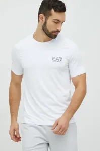 Tričko EA7 Emporio Armani pánske, biela farba, jednofarebné #9079154
