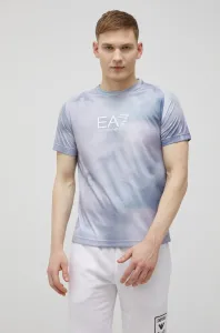 Tričko EA7 Emporio Armani pánske, šedá farba, vzorované