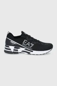 Topánky EA7 Emporio Armani čierna farba, na plochom podpätku #7006969