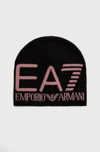 Čiapka EA7 Emporio Armani čierna farba, z tenkej pleteniny, #2571250