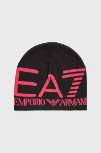 Čiapka EA7 Emporio Armani ružová farba, z tenkej pleteniny, bavlnená