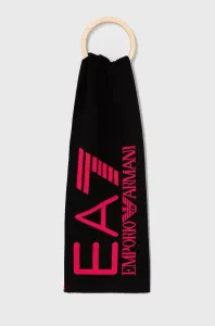 Šál EA7 Emporio Armani dámsky, čierna farba, s potlačou