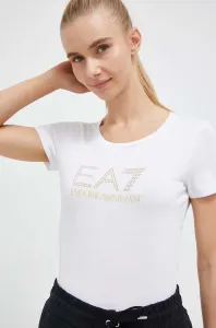 Tričko EA7 Emporio Armani dámsky, biela farba #8737587