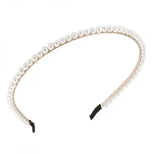 Dámska biela čelenka s perlami