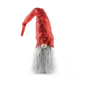 Červený vianočný trpaslík s flitrovanou čiapkou #4051272