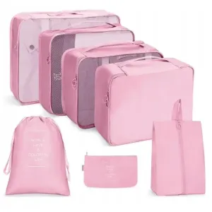 Cestovná sada ružových kozmetických tašiek - 7 ks #9317444