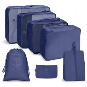 Modrá cestovná sada kozmetických tašiek - 7 ks #9317443