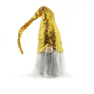 Vianočný trpaslík so žltou flitrovanou čiapkou #4051271
