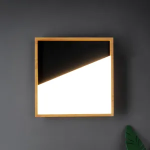 Nástenné svietidlo Vista LED, čierna farba/svetlé drevo, 40 x 40 cm