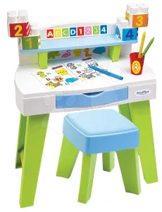 Stôl na kreslenie a tvorenie My Very First Desk Maxi Abrick Écoiffier so stoličkou a vymaľovánky s kockami od 12-36 mes