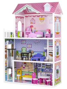 domtextilu.sk Drevený domček pre bábiky s výťahom v ružovej farbe 64175