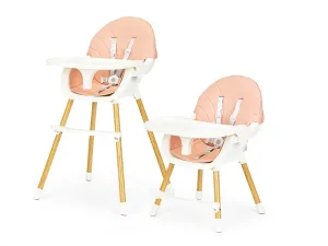 Detská jedálenská stolička 2v1 Colby EcoToys ružová