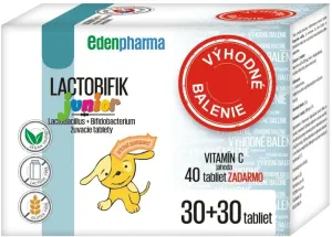 EDENPharma LACTOBIFIK Junior (Výhodné balenie) žuvacie tablety 30+30 + zadarmo Vitamín C tbl 40, 1x1 set