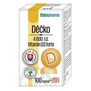 EDENPHARMA Déčko 4000 I.U. vitamín D3 forte 100+20 kapsúl ZADARMO