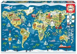 Puzzle World Map Sean Sims Educa 200 dielov