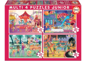 Puzzle Multi 4 Junior Park atractions+Children's party Educa 20-40-60-80 dielov od 4 rokov