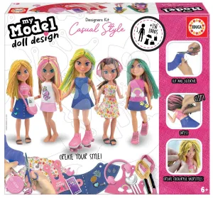 Kreatívne tvorenie Design Your Doll Casual Style Educa vyrob si vlastné mestské bábiky 5 modelov od 6 rokov