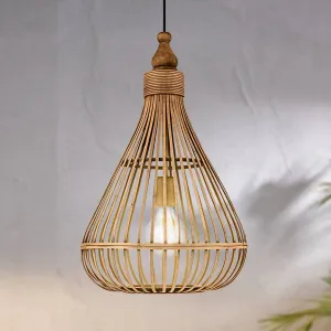 Závesná lampa Amsfield z bambusu tvar hrušky