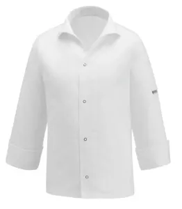 EGOCHEF Kuchársky rondon EGOchef VIP s košeľovým strihom UNISEX - biely - 100% bavlna - dlhý rukáv  M
