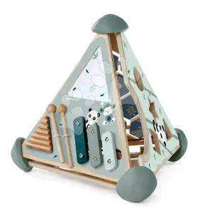 Drevená didaktická pyramída Game Center Pyramide Eichhorn s vkladacími kockami a xylofónom od 12 mes