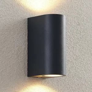 Vonkajšie nástenné svietidlo ELC Fijona, okrúhle, 15 cm, sivé, hliník