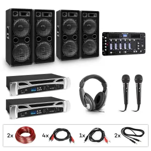 Electronic-Star eStar Bass-Party Pro, DJ systém, sada, 2 x PA zosilňovač, DJ mixér, 4 x subwoofer