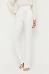 Nohavice Elisabetta Franchi dámske, biela farba, rovné, vysoký pás #7946510