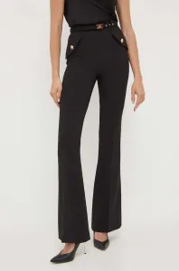 Nohavice Elisabetta Franchi dámske, čierna farba, rovné, vysoký pás #8765543