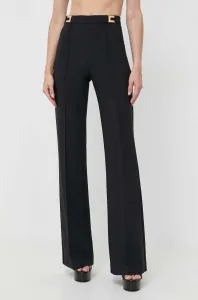 Nohavice Elisabetta Franchi dámske, čierna farba, široké, vysoký pás #9081496