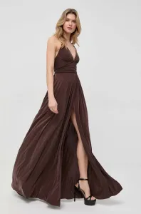 Šaty Elisabetta Franchi hnedá farba, maxi, áčkový strih