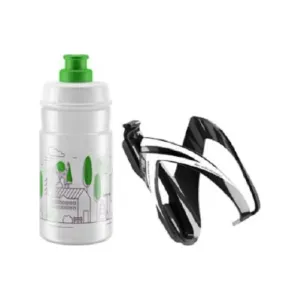 Elite Cycling CEO  Bottle Cage + Jet Bottle Kit Black Glossy/Clear Green 350 ml