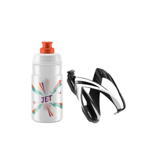 Elite Cycling CEO  Bottle Cage + Jet Bottle Kit Black Glossy/Clear Orange 350 ml Cyklistická fľaša