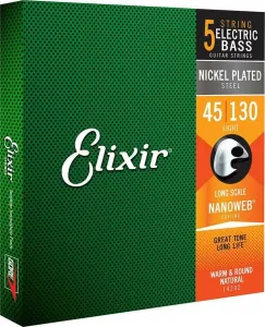 Elixir 14202 NanoWeb Light 45-130 Struny pre 5-strunovú basgitaru