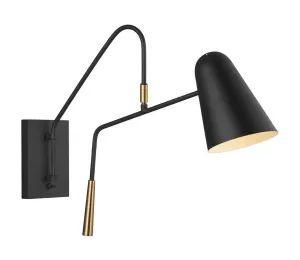 Elstead Feiss - Nástenná lampa SIMON 1xE27/60W/230V čierna/zlatá